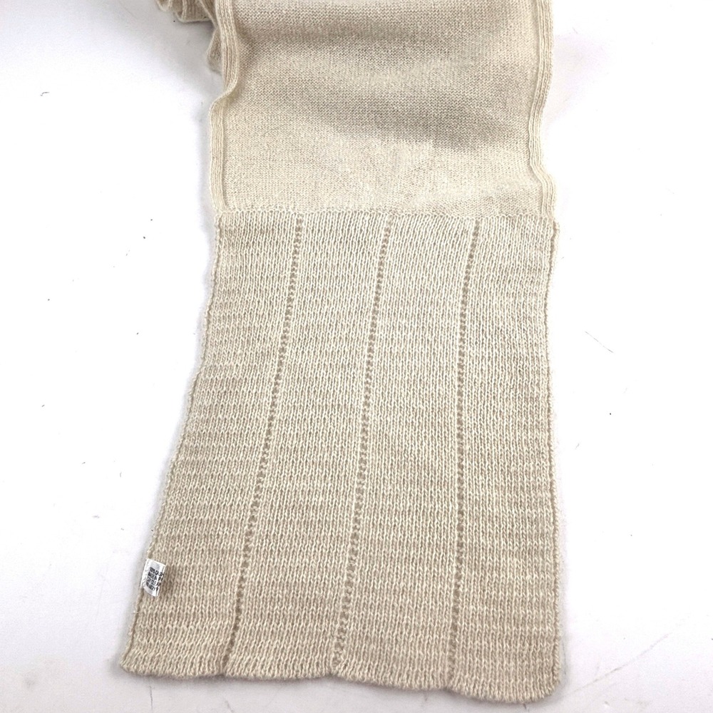 Cashmere Scarf Unisex OS Cream Ribbed Knit Luxury Soft Minimalist Neutral Winter